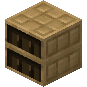 Chiseled Bookshelf item icon from Minecraft, used to depict the amount of chiseled bookshelves required to build the sus chiseled bookshelf pixel art.